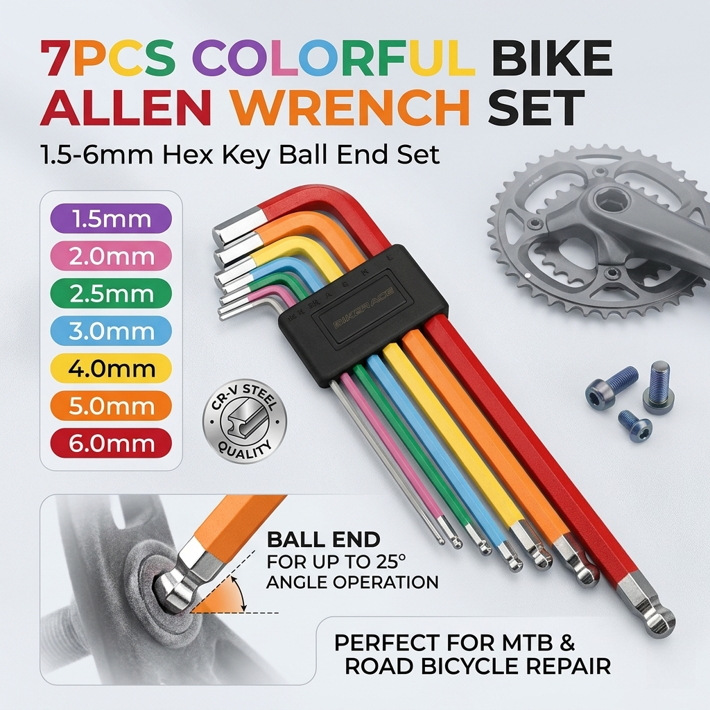Cycling Gear Kit - 7Pcs Bike Allen Wrench Set 1.5-6mm