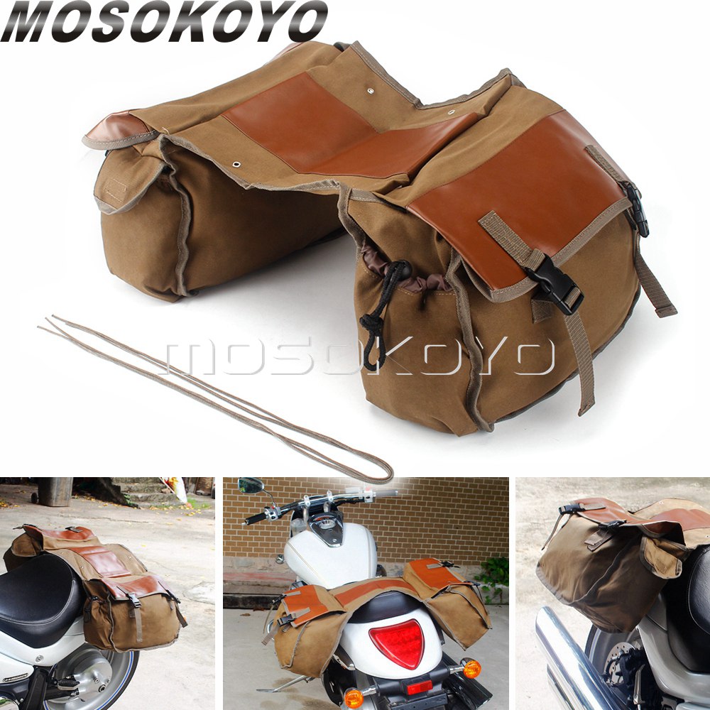 Cycling Gear Bag - Motorcycle Saddlebag Luggage Bag Canvas Panniers