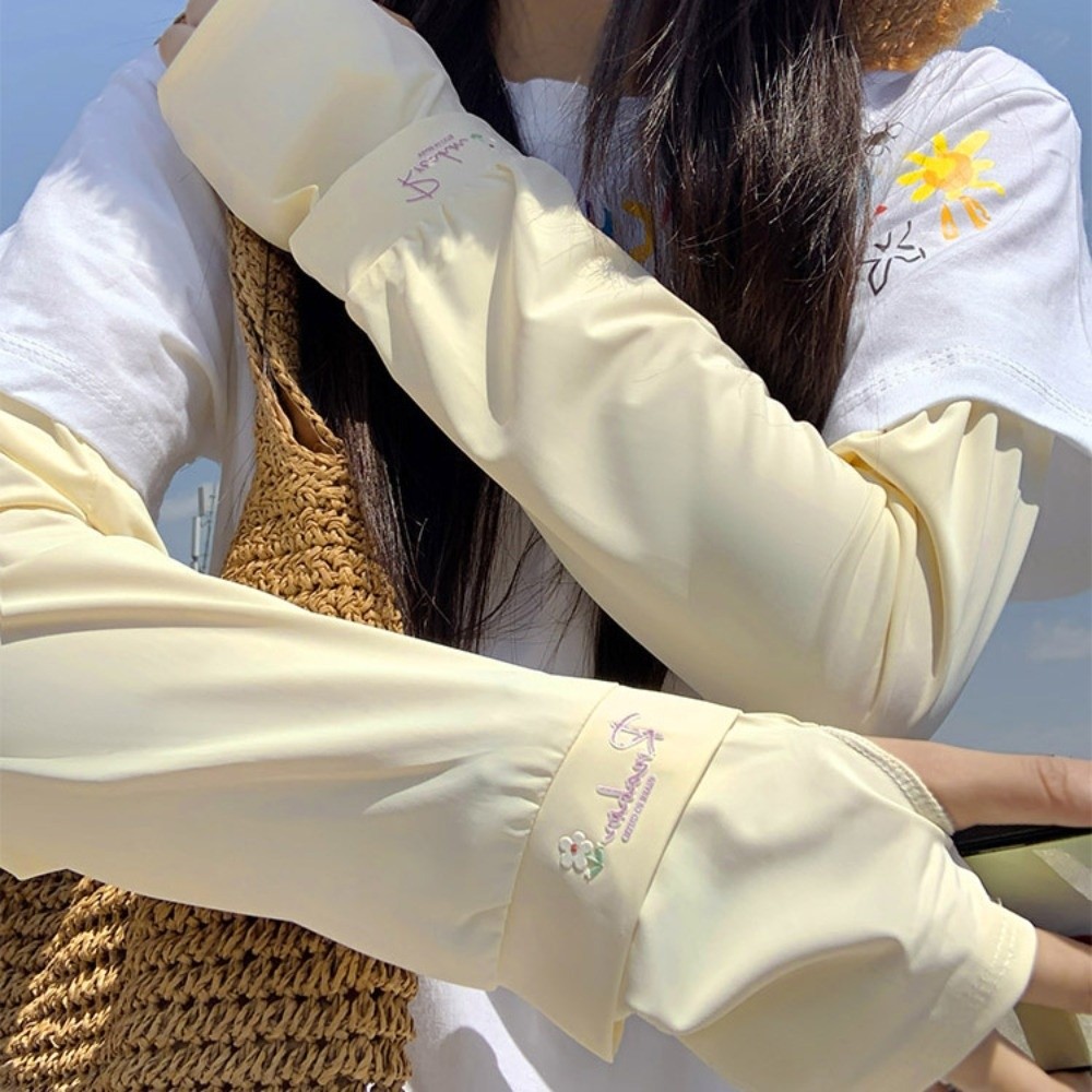 Flower Embroidered Long Ice Si - مراجعة Cycling Gloves وسعره